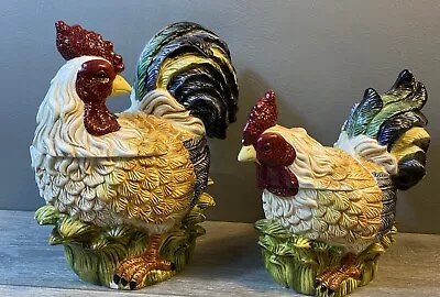 Jay Import Co Rooster Cookie Jar And 2 Pc. Canister Set Vintage Read Description • $54.99