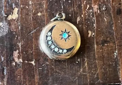 Vintage Gold Filled Round 3/4 D Locket W/Crescent Moon & Star. Mono F • $125