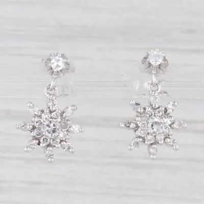 0.58ctw Diamond Snowflake Flower Dangle 14k White Gold • $616.61