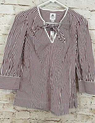 NEW Thomas Mason For J Crew Bow-Neck Top Blouse Stripe Women XXS Shirtings AR837 • $12.66