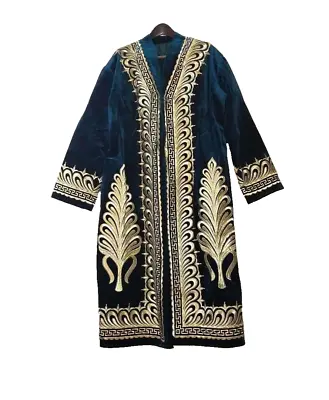 Uzbek/tajik  Zardozi  Men's Wedding Chappan (robe)- Bottle Green Velvet- Gold • $99.95