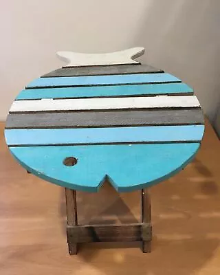 Small Wooden Fish Table Nautical Seaside Folding Portable Table • £44.99