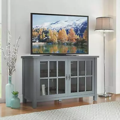 TV Stand 55-in. Storage Cabinet Buffet Glass Doors Shelves Entryway Living Room • $176.85