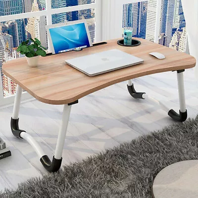 Laptop Stand Table Foldable Desk Computer Study Bed Adjustable Portable Cup Slot • $18.99