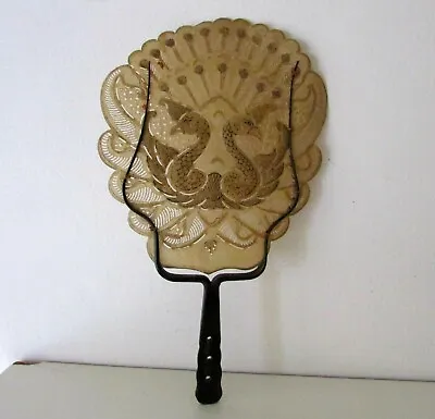 ANTIQUE INDONESIAN 20th C SHADOW PUPPET WAYANG PEACOCK FLAT HAND FAN HORN HANDLE • £48.21