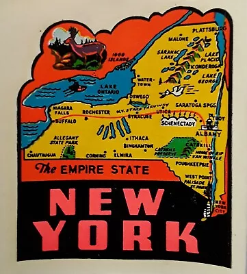 Vintage New York State Travel Decal Souvenir Authentic Original Camper Luggage  • $3.50