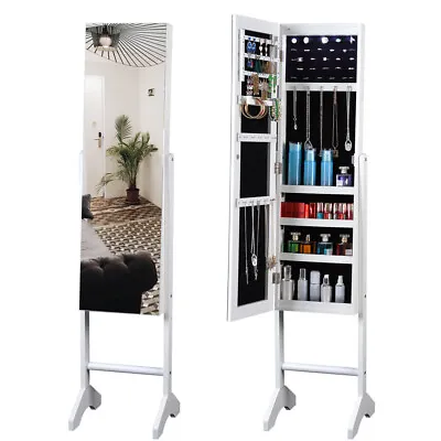 LED Jewelry Cabinet Full Length MirrorStanding Large Capacity Armoire 60.23inch • $109.99