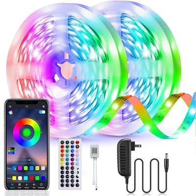 $27.89 • Buy 100ft LED Strip Lights 5050 RGB Bluetooth Color Change Remote For Rooms Bar USA