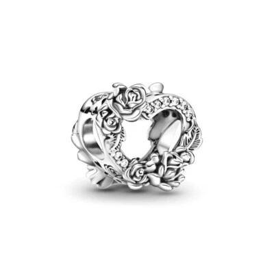 $48.99 • Buy PANDORA Charm Sterling Silver ALE S925 VALENTINES OPEN HEART & ROSES 799281C01