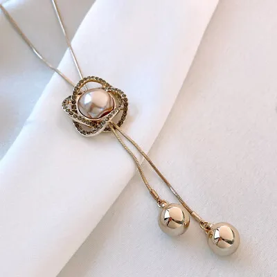 Flower Pearls 925 Sterling Silver Sweater Long Necklaces Pendant Men Women Girl • £4.99