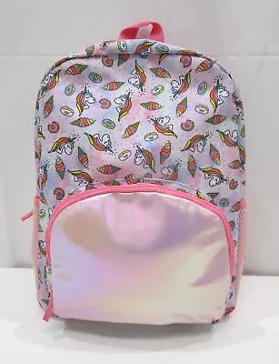 NEW Unicorn Printed 1 Compartment 2 Side Mesh & 1 Front Pocket Backpack RRP$35 • $14.99