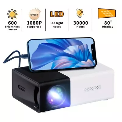 Bright 3000+ Lumen HD Mini Projector – Portable 3D-Ready Multi-Device Compatib • $24.54