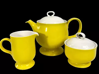 Mikasa Teapot Creamer Sugar Bowl Uptrend Yellow RARE Easter Spring Summer MCM • $35.99