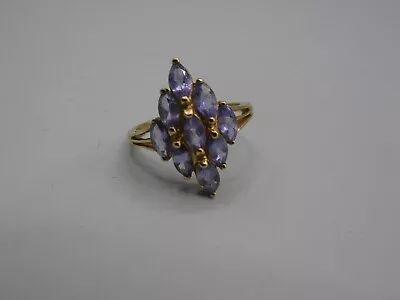 Attractive Hallmarked 9ct Yellow Gold Tanzanite Ring - Size O - 2.9g • $208.32