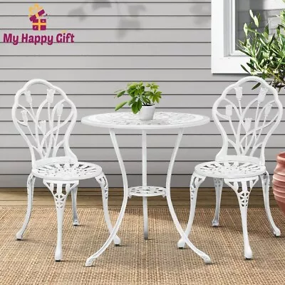 Gardeon Outdoor Setting 3 Piece Bistro Chairs Table Set Cast Aluminum Patio • $178.85