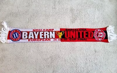 Vintage Bayern Munich V Man Utd Scarf 1999 Champions League Final Barcelona • £8.99