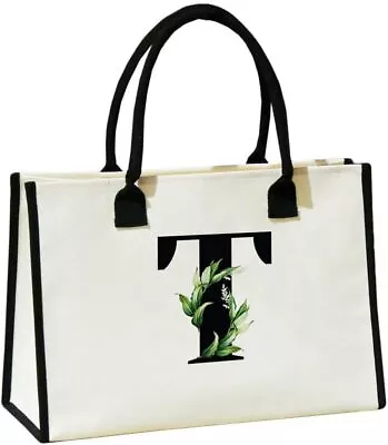 Personalized Initial Canvas Tote Bag MonogrammedBeach BagGift For Women...  • $36.29