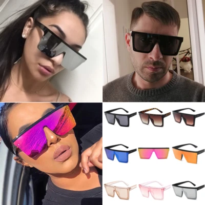 $7.69 • Buy Oversized Square Sunglasses Women Fashion Flat Top Men Ladies Shade Mirror UV400