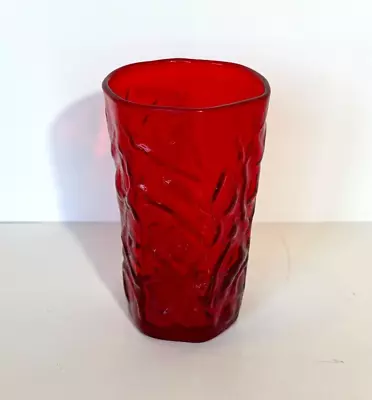 MCM Morgantown Crinkle Ruby Red Juice Glass Seneca Driftwood 1960's Vtg 4 1/8  • $9.95