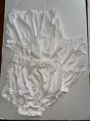 3 Vtg New Big Underwear Granny Panties Silky Nylon Full Briefs Woman  Sz 8 USA • $29