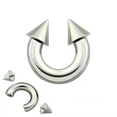 Horseshoe Heavy 0 Gauge 3/4  W/Spikes 12mm Internal Thread Steel Body * • $10.99