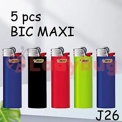 5 X Bic Lighters Maxi Bulk Pack Of 5 Randomly Selected Colours Made In France • $8.90