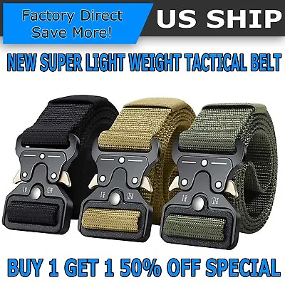 Men's Plastic Cam Buckle Nylon Canvas Tactical Waistband Webbing Military Belt • $5.69