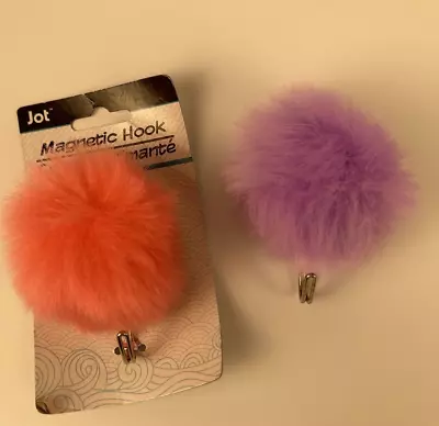 Lot Of 2 Greenbrier International Magnetic Hook Puff Balls Pink & Purpler Locker • £6.75