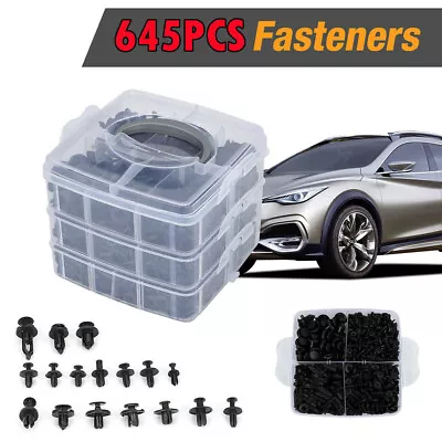 645Pcs Plastic Fender Fastener Rivets Bumper Push Clips Pin With Remover Tool • $51.02