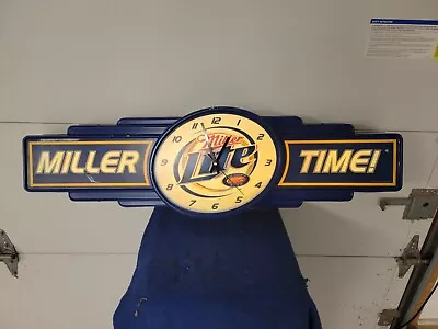Vintage Miller Lite  MILLER TIME Lighted Sign With Clock 2003 • $100