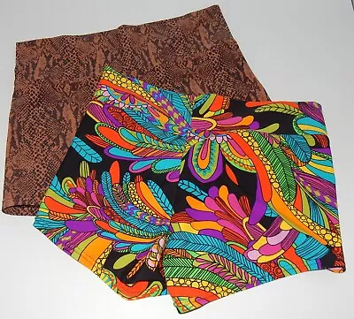 Lot Of 2 Vastra Liya Active Shorts Sz M Multicolor Snake And Geometric Prints # • $16