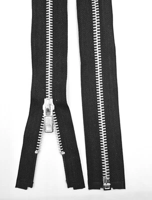 £4.95 • Buy Chunky Metal Zips No5 Aluminium Zippers Open-ended For Jackets, Cardigans, Bags+
