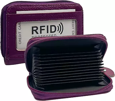 RFID Bloqueo De Cuero Genuino Tarjeta De Credito Titular La Caja Cartera Viaje • $20.41
