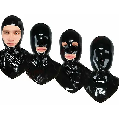 $84 • Buy Black Latex Hood Back Zipper Lengthened Thickened Cape Type Rubber Mask Cosplay