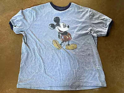 Vintage Mickey Mouse TShirt Adult XXXL Disney Parks Authentic Ringer Heather • $14.95