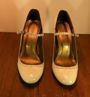  J. Crew Mary Jane Vintage Ivory Chunky 4 Inch Heels 8.5  • $9