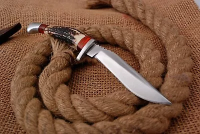 7  Custom Handmade D2 Steel Outdoor Skinner Knife W-Stag Antler Handle MK 170 • $39.99