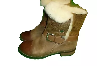 Matt Bernson Womens Shearling Lined Buckle Ankle Boots Brown Shoes Sz 6M • $21.94