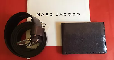 Marc Jacobs Mens Gray Leather Wallet And Belt Set  New With Tag  • $150