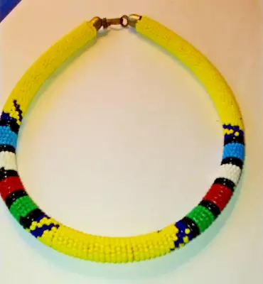 Vintage Africa Maasai Beaded Necklace Multi-color Chocker Statement • $83
