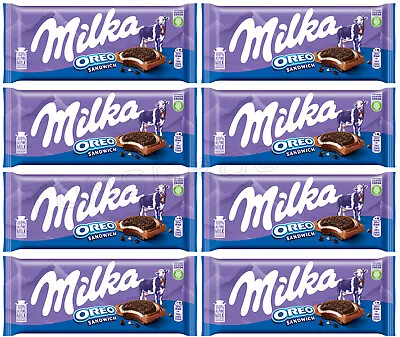 8 MILKA OREO SANDWICH Alpine Milk Chocolate Bar Sweets Candy 92g 3.2oz • £52.11