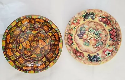 2 Vintage Daher Decorated Ware 10  Trays Made In England Fruit & Floral 1971 • $20.09