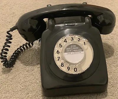 Gloss Black GPO 706 Rotary Dial Telephone - Retro Classic Communication • £34.99