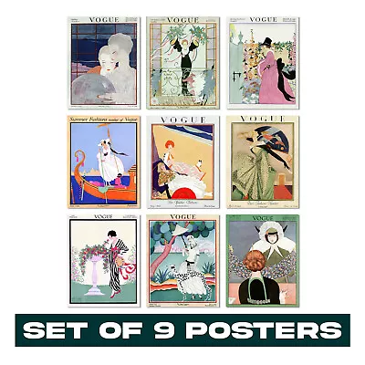 Vogue Fashion Magazine Cover Set Of 9 Posters - Classic Print Girls Room Decor • £18.99