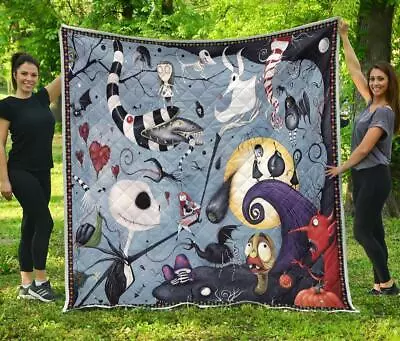 Nightmare Before Christmas Kingdom Fabric Quilt Christmas Gift Quilt Blanket • $59.95