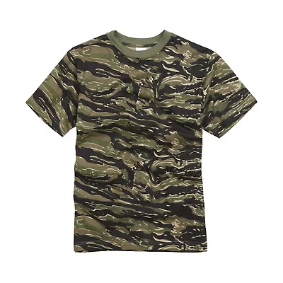 Army T Shirt Military Combat US American Vietnam Short Sleeve Cotton Camo Tiger • £9.99
