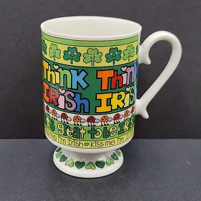 Vintage Courtney Davis Novelty Coffee Mug THINK IRISH Love N Stuff 1984 Enesco • $16
