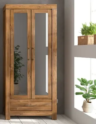 £519.95 • Buy Slim Tall Cabinet Mirror Soft Close Doors Shelves Drawers Oak Effect Unit Gent 