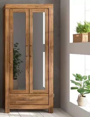 £519.95 • Buy Slim Tall Cabinet Mirror Soft Close Doors Shelves Drawers Oak Effect Unit Gent 
