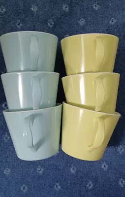 6 Rare Vintage Melamine NHS 1980's Cups.Yellow/White & Blue /WhiteMade In Devon • £19.99